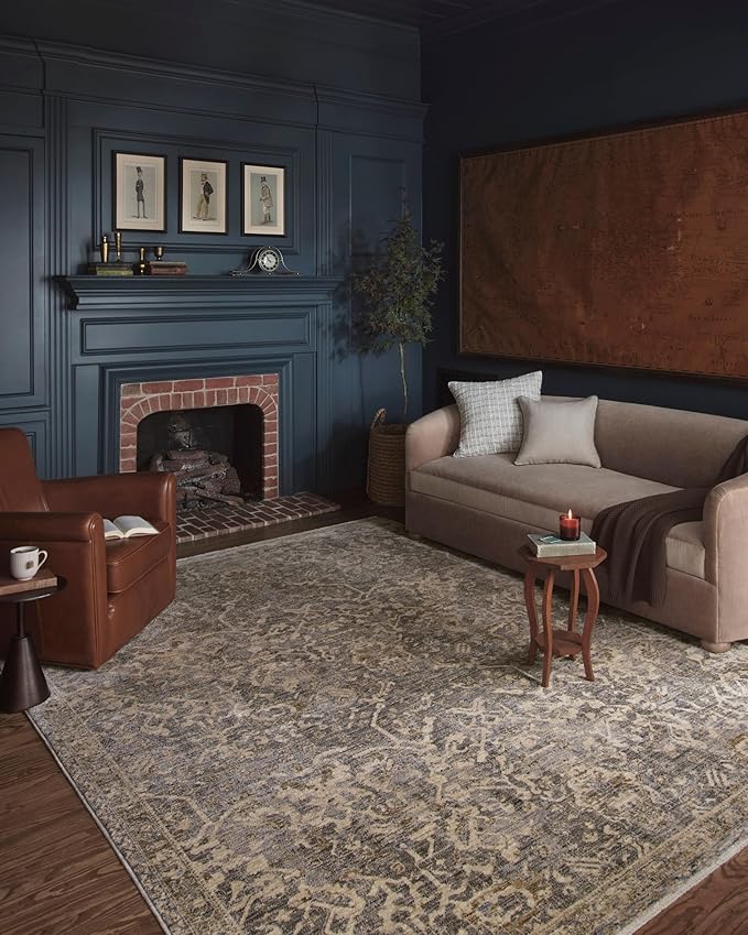 Loloi Magnolia Home by Joanna Gaines Junie Collection JUE-01 Blue/Natural 5'-3" x 5'-3", .38" Pile Height, Round Area Rug