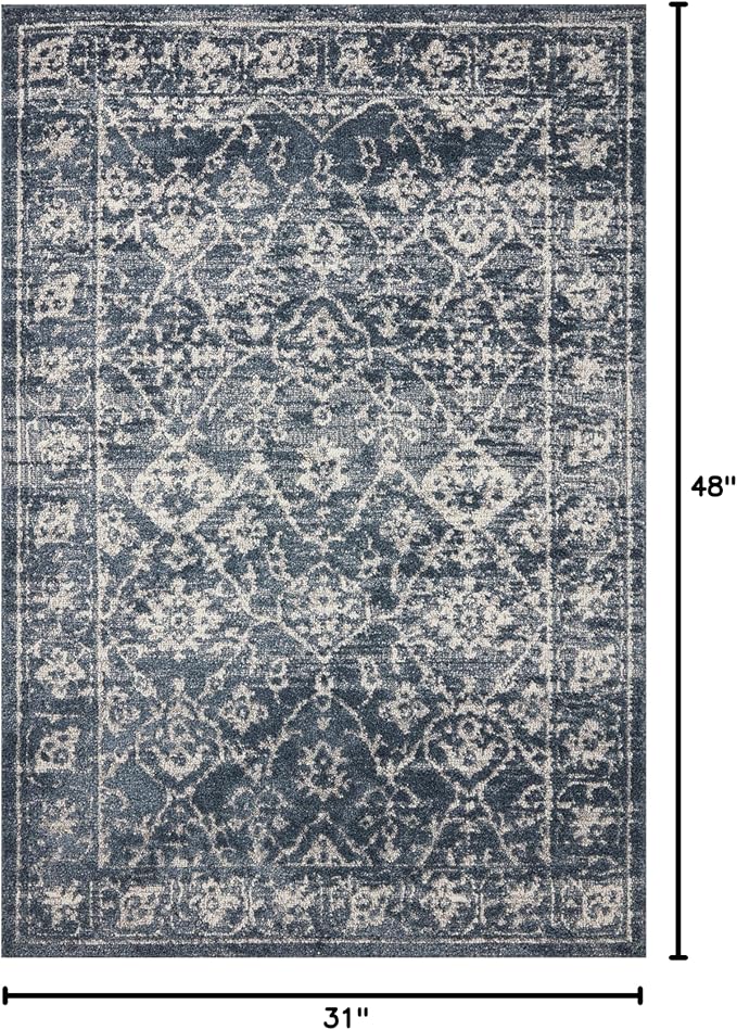 Loloi Magnolia Home by Joanna Gaines Gigi Collection GIG-02 Navy/Stone 2'-7" x 4' Accent Rug