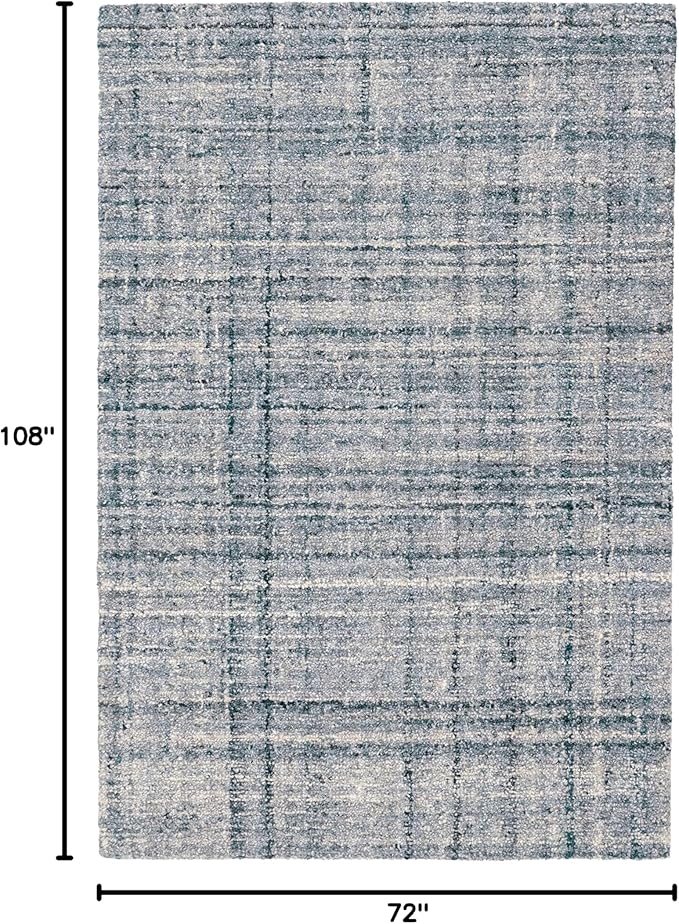 Dash and Albert Harris Wool Area Rug - 6' x 9' Blue & Ivory Solid Hand Micro Hooked Accent Rug - Durable, High Traffic Areas Living Room, Hallway, Stairs