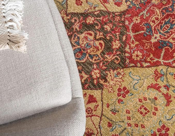 Unique Loom Edinburgh Collection Area Rug - Tulip (6' 1" x 9' Rectangle Multi/Tan)