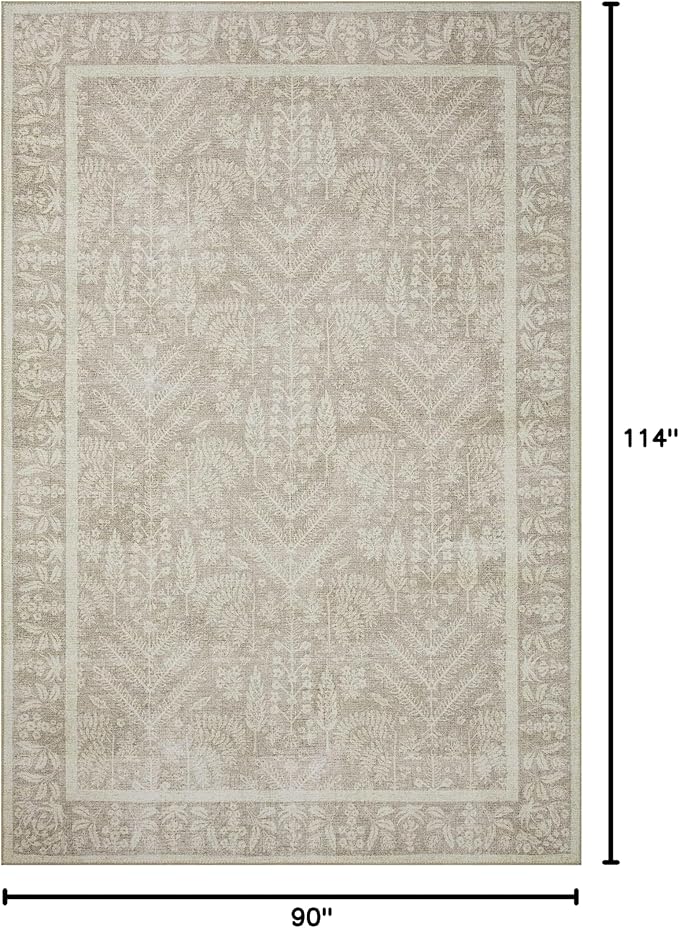 Loloi Rifle Paper Co. Maison Collection MAO-02 Bough Natural 7'-6" x 9'-6", .19" Pile Height, Area Rug