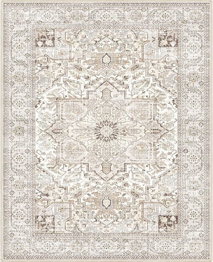 8x10 for Living Room Area Rugs, Large Machine Washable Non Slip Thin Carpet, Soft Indoor Luxury Vintage Distressed Carpets for Farmhouse Bedroom Home Office Clearance Carpet Area Rugs 8x10…