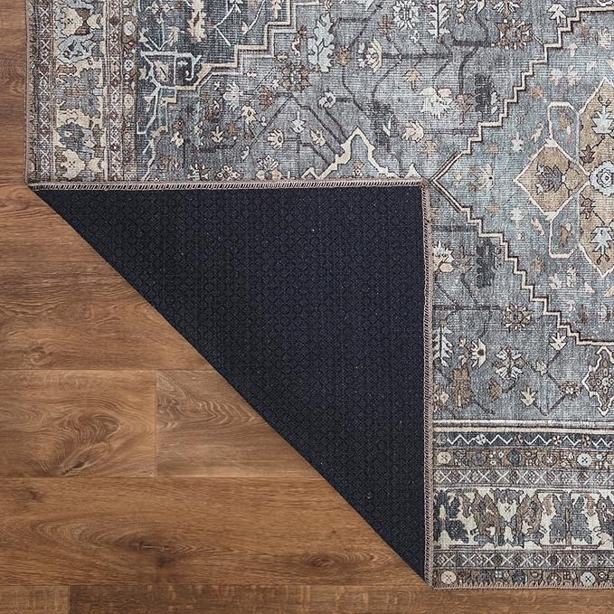 Keen Home Design 2x10 Rug - Machine Washable Runner Rug with Non-Slip Backing, Ideal for Hallway, Entryway, Kitchen, Laundry Room - Vintage, Easy Clean, Durable, Low Pile - (2'6" x 10')