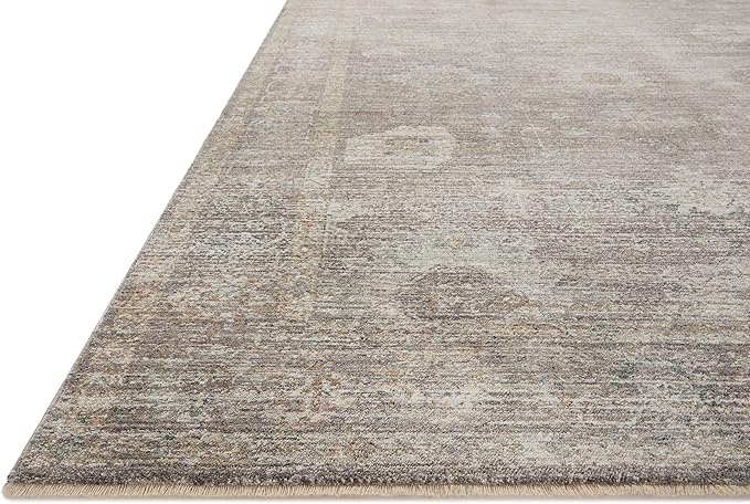 Loloi Magnolia Home by Joanna Gaines Millie Collection MIE-05 Stone/Natural 9'-6" x 9'-6", .25" Pile Height, Round Area Rug