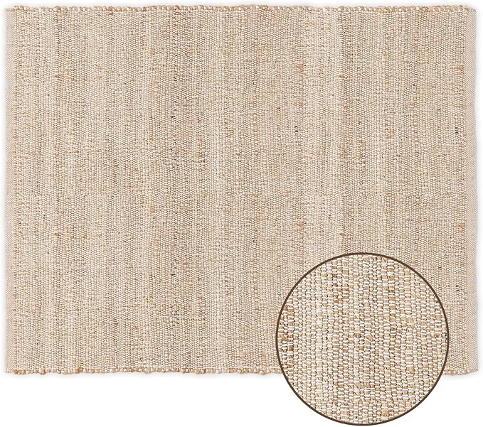 REDEARTH · Jute Cotton Area Rug - 8'x10' Rectangular Rug, Sustainable Handwoven, Non-Shedding, Soft & Durable – Reversible, Neutral Tones for Home Décor in Living Room, Dining Room, Bedroom