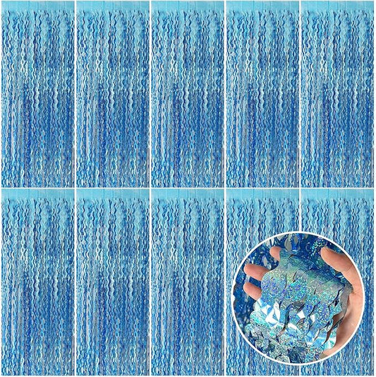 Tinsel Foil Fringe Curtains Wavy Backdrop for Parties Sparkle Metallic Wavy Foil Fringe Backdrop Curtain for Party Decorations Photo Booth Props for Birthday Graduation Wedding