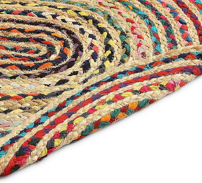 REDEARTH · Jute Cotton Chindi Area Rug - 2'x3' Oval Rug, Handwoven, Non-Shedding, Soft & Durable – Multi Tones for Home Décor in Living Room, Dining Room, Bedroom, Set of 2