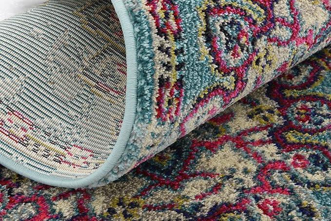 Unique Loom Medici Collection Floral Medallion Traditional Vintage Light Blue Runner Rug (2' 2 x 6' 7)