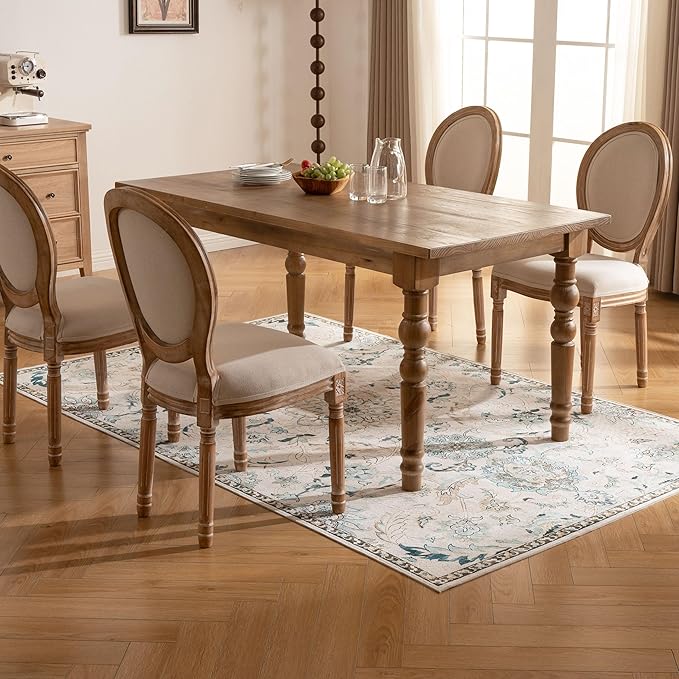 5X8 Area Rug,Washable Vintage Low Pile Rug for Living Room,Non-Slip Rugs for Home Decor, Modern Soft Indoor Carpet for Bedroom,Dinning Room,Office,Nursery,Blue