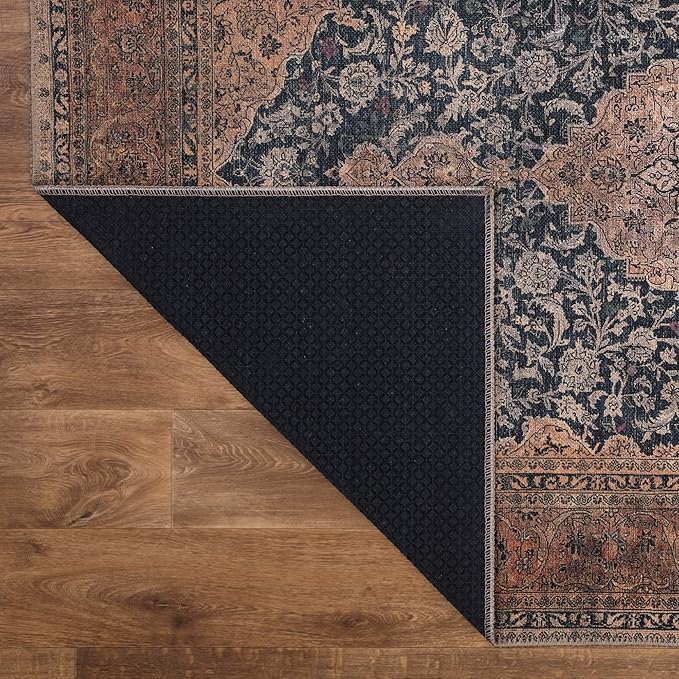 Keen Home Design 6x9 Rug - Machine Washable Area Rug with Non-Slip Backing, Ideal for Living Room, Dining Room, Bedroom - Vintage, Easy Clean, Durable, Low Pile Rug - (6' x 9')