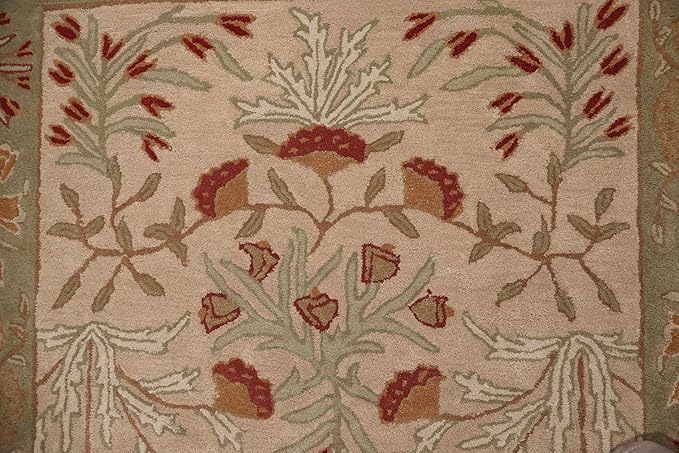 Old Hand Made Floral Bleige Tulips Traditional Oriental Woolen Area Rugs 8' x 10'