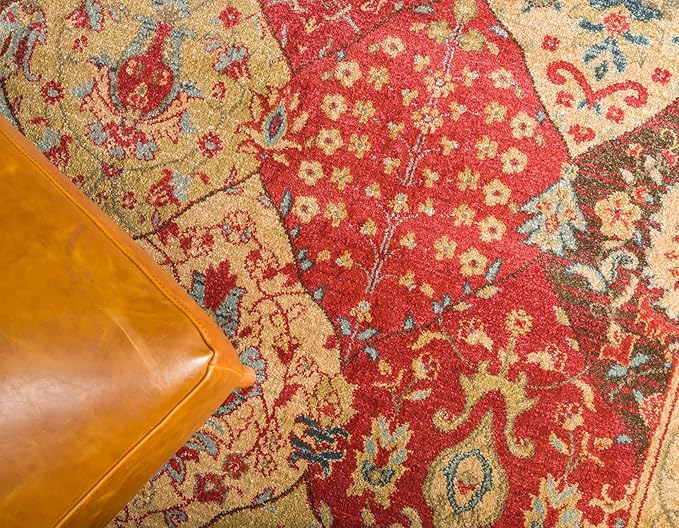 Unique Loom Edinburgh Collection Area Rug - Tulip (3' 3" x 5' 3" Rectangle Tan/Red)