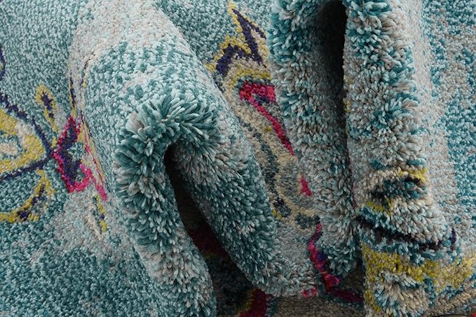 Unique Loom Medici Collection Floral Medallion Traditional Vintage Light Blue Area Rug (7' 0 x 10' 0)