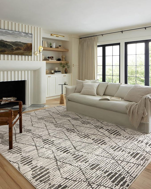 Loloi Kamala Collection KAM-02 Charcoal/Dove 2'-7" x 8'-0" Runner Rug