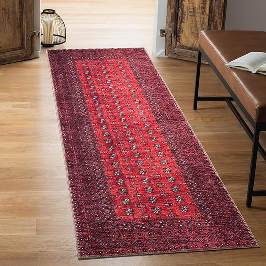 Keen Home Design 2x10 Rug - Machine Washable Runner Rug with Non-Slip Backing, Ideal for Hallway, Entryway, Kitchen, Laundry Room - Vintage, Easy Clean, Durable, Low Pile - (2'6" x 10')