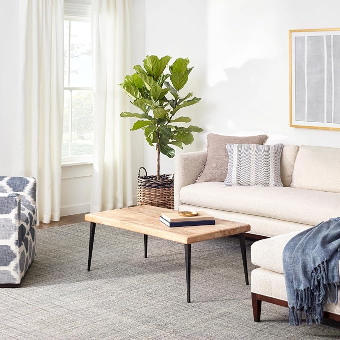 Dash & Albert Harris Blue/Brown Hand Micro Hooked Wool Rug, 7.5 X 9.5 Feet, Blue Solid Pattern