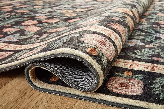 Loloi Rifle Paper Co. Eden Collection EDE-02 Mughal Garden Black 2'-0" x 5'-0" Accent Rug feat. CloudPile™