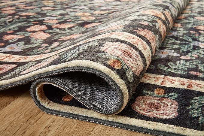 Loloi Rifle Paper Co. Eden Collection EDE-02 Mughal Garden Black 3'-6" x 5'-6" Accent Rug feat. CloudPile™