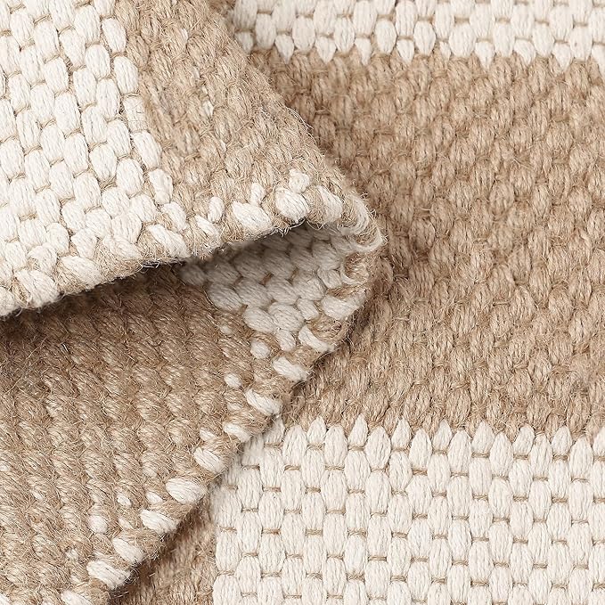 REDEARTH · Jute Cotton Area Rug - 2'x6' Rectangular Rug, Sustainable Handwoven, Non-Shedding, Soft & Durable – Reversible, Neutral Tones for Home Décor in Living Room, Dining Room, Bedroom