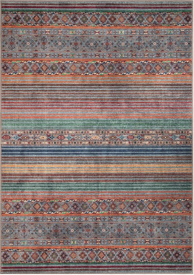Keen Home Design 4x6 Rug - Machine Washable Area Rug with Non-Slip Backing, Ideal for Living Room, Dining Room, Bedroom - Vintage, Easy Clean, Durable, Low Pile Rug - (4' x 6')