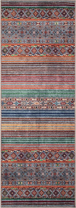 Keen Home Design 2x12 Rug - Machine Washable Runner Rug with Non-Slip Backing, Ideal for Hallway, Entryway, Kitchen, Laundry Room - Vintage, Easy Clean, Durable, Low Pile - (2'6" x 12')
