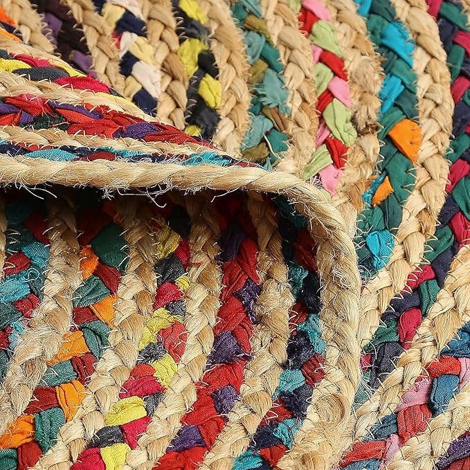 REDEARTH · Jute Cotton Chindi Area Rug - 2'x3' Oval Rug, Handwoven, Non-Shedding, Soft & Durable – Multi Tones for Home Décor in Living Room, Dining Room, Bedroom, Set of 2