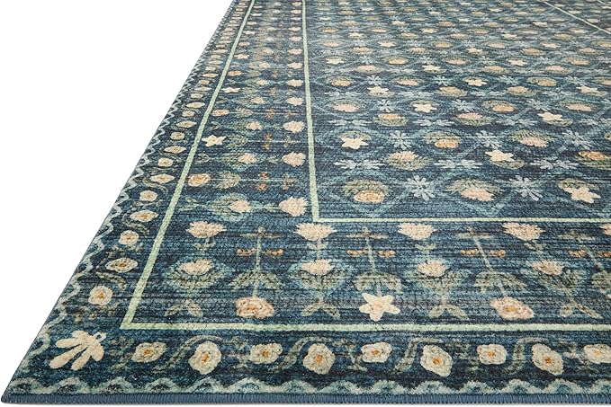 Loloi Rifle Paper Co. Eden Collection EDE-03 Lattice Indigo 3'-6" x 5'-6" Accent Rug feat. CloudPile™