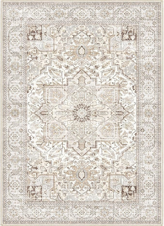 Area Rug 9x12 for Living Room, Large Cream Area Rugs, Large Rugs for Living Room,Washable Area Rug (Cream 9x12)