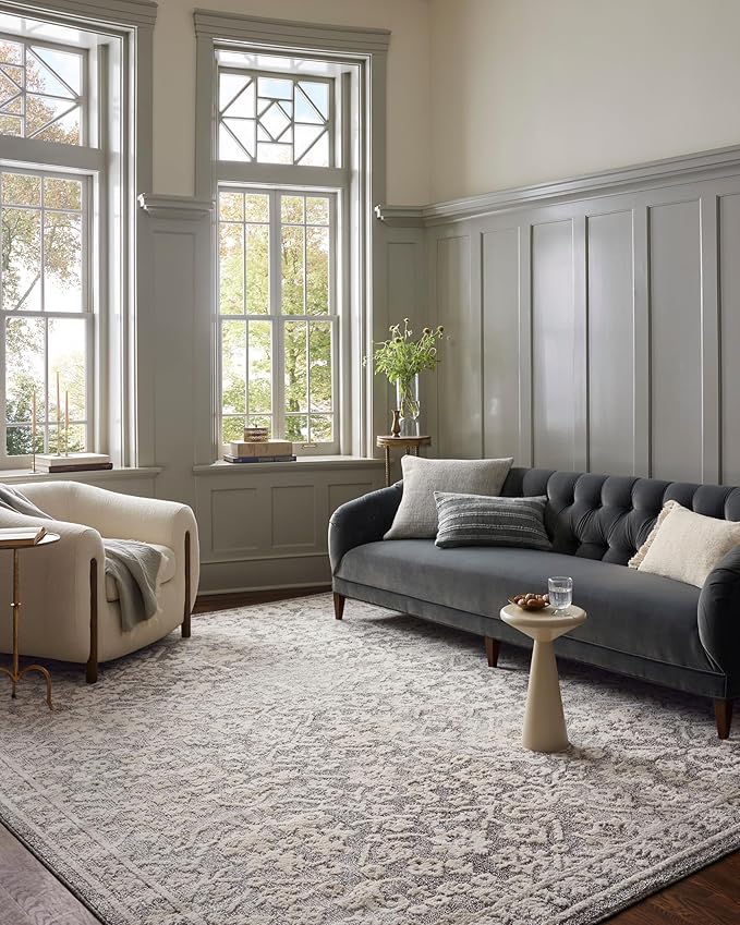 Loloi Magnolia Home by Joanna Gaines Gigi Collection GIG-01 Grey/Ivory 6'-7" x 9'-2" Area Rug