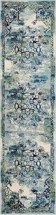 Unique Loom Medici Collection Traditional Medallion Floral Vintage Blue Runner Rug (2' 7 x 10' 0)