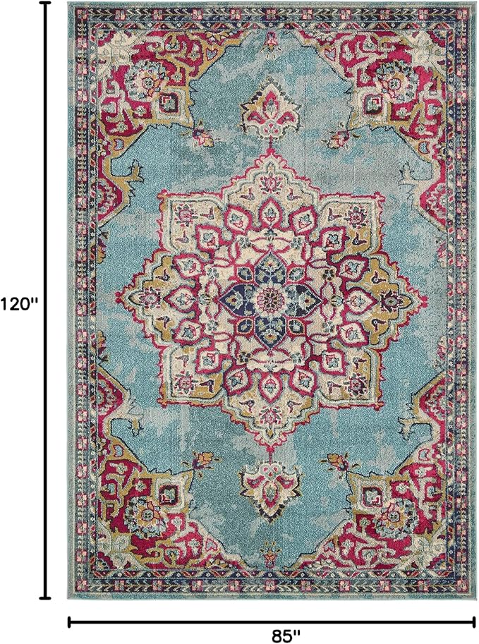 Unique Loom Medici Collection Floral Medallion Traditional Vintage Light Blue Area Rug (7' 0 x 10' 0)