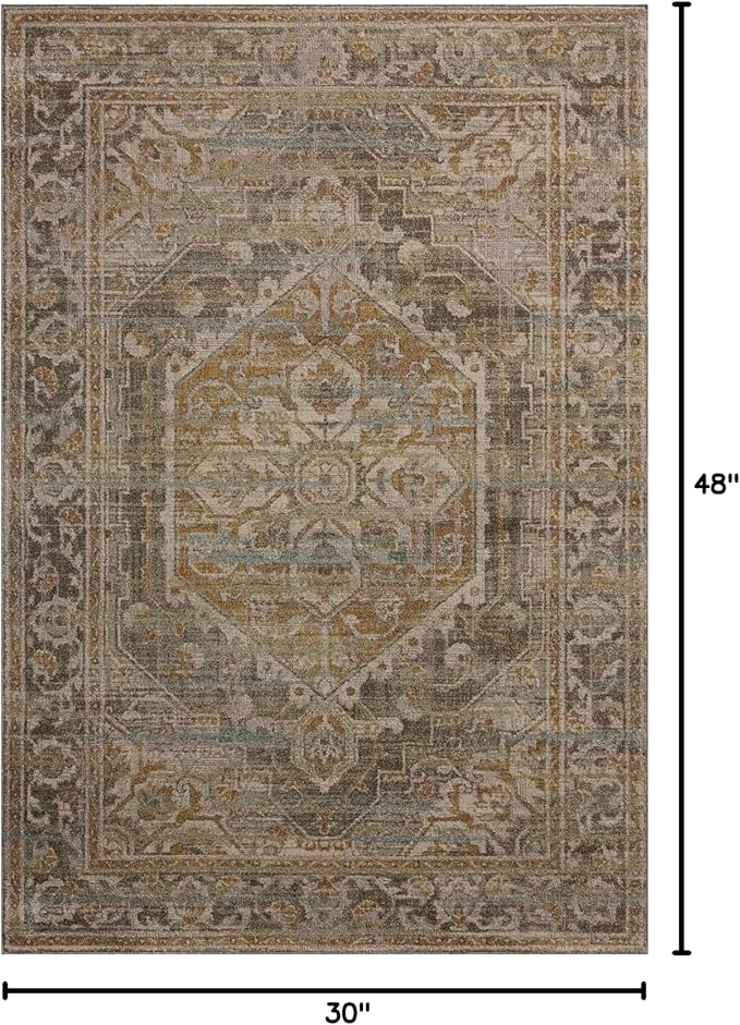 Loloi Magnolia Home by Joanna Gaines Mona Collection MOA-01 BARK/Sunrise 2'-6" x 4'-0" Accent Rug