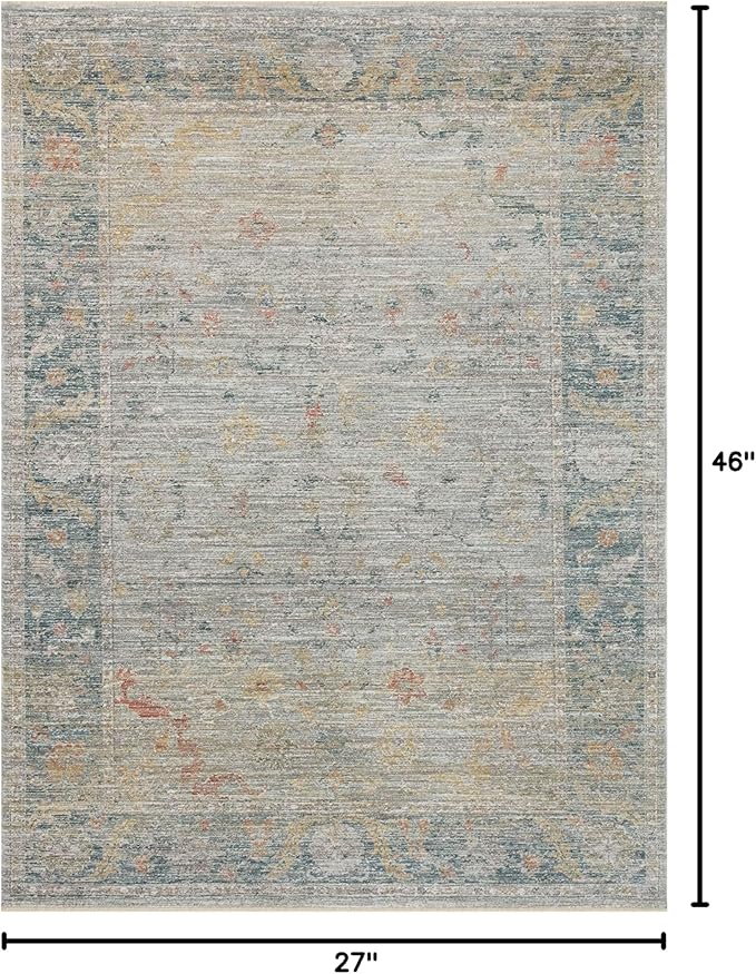 Loloi Magnolia Home by Joanna Gaines Millie Collection MIE-04 Slate/Multi 2'-3" x 3'-10", .25" Pile Height, Accent Rug