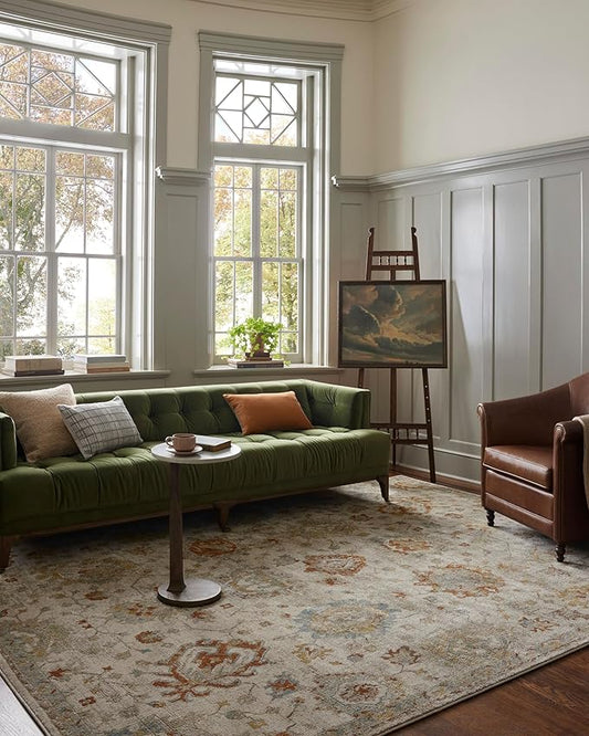 Loloi Magnolia Home by Joanna Gaines Mona Collection MOA-02 Oatmeal/Multi 2'-6" x 4'-0" Accent Rug