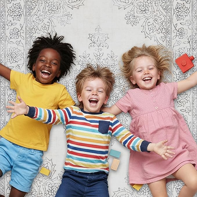 ReaLife Rugs Machine Washable Area Rug Runner - Living Room Bedroom Bathroom Kitchen Entryway Office - Padded Low Pile Stain Resistant Premium - Boho Farmhouse Vintage - Paige - Ivory 2'6" x 8'