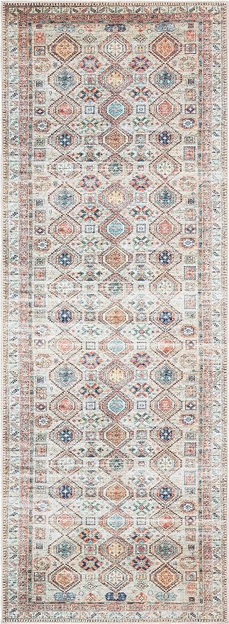 Keen Home Design 2x7 Rug - Machine Washable Runner Rug with Non-Slip Backing, Ideal for Hallway, Entryway, Kitchen, Laundry Room - Vintage, Easy Clean, Durable, Low Pile Rug - (2'6" x 7')
