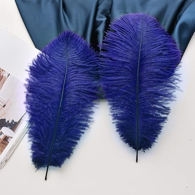 Ballinger Royal Blue Ostrich Feathers - 24Pcs 10-12inch Feathers for Party Centerpieces, Flower Arrangement and Home Decor