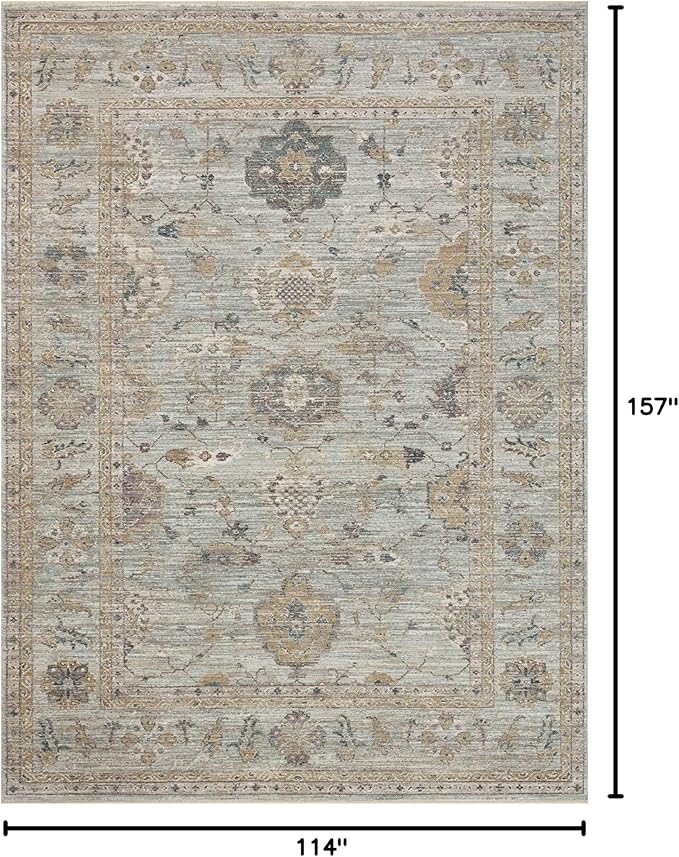 Loloi Magnolia Home by Joanna Gaines Millie Collection MIE-02 Sky/Gold 9'-6" x 13'-1", .25" Pile Height, Area Rug