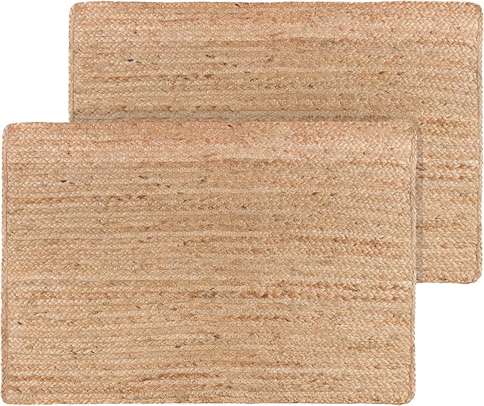 REDEARTH · Rectangular Area Rug - 2'x3' Braided Natural Jute - Artisan Made Boho Jute Rugs for Bedroom - Kitchen - Living Room - Farmhouse - Aesthetic Home Decor- Handmade Vintage Décor, Set of 2