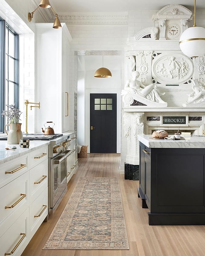 Loloi Margot Collection MAT-03 Ocean/Spice 8'-6" x 11'-6" Area Rug feat. CloudPile, No-Shed Easy Clean Large Patterned Area Rug for Living Room, Bedroom, Dining Area