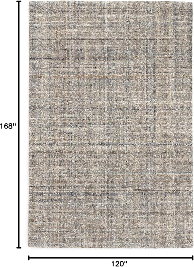Dash & Albert Harris Blue/Brown Hand Micro Hooked Wool Rug, 9.5 X 13.5 Feet, Blue Solid Pattern