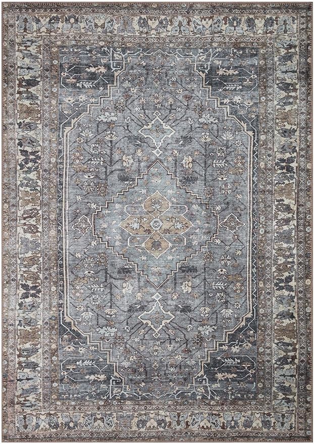 Keen Home Design 9x12 Rug - Machine Washable Area Rug with Non-Slip Backing, Ideal for Living Room, Dining Room, Bedroom - Vintage, Easy Clean, Durable, Low Pile Rug - (9' x 12')