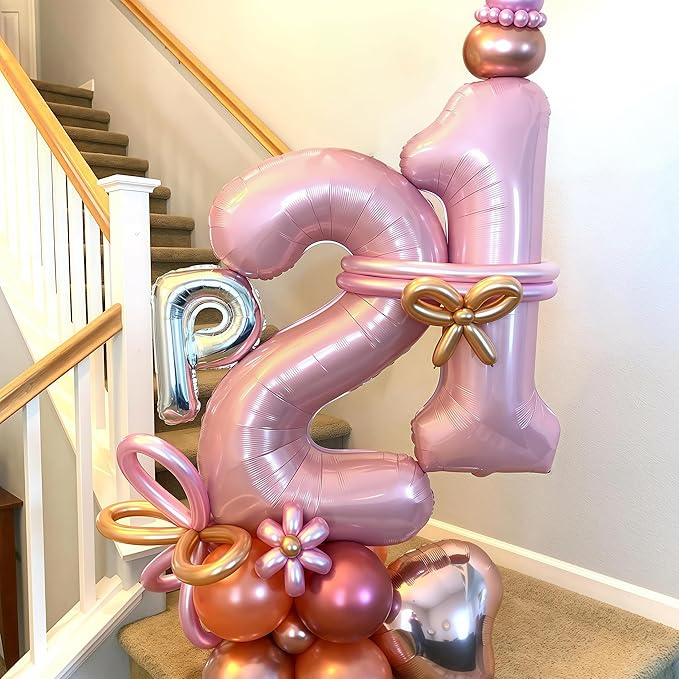 11 Balloon Number Birthday, Giant Light Pink Number 1 & 1 Helium Foil Balloon for Girls 11th Birthday, Pastel Pink 40'' Self Inflating Mylar 11 Balloon for Women Anniversary Party Decorations Supplies