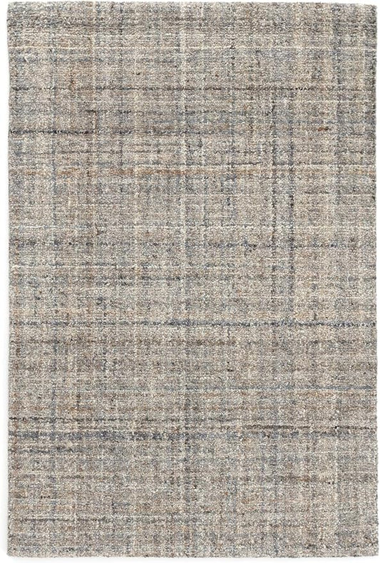 Dash and Albert Harris Wool Area Rug - 6' x 9' Blue & Brown Solid Hand Micro Hooked Accent Rug - Durable, High Traffic Areas Living Room, Hallway, Stairs