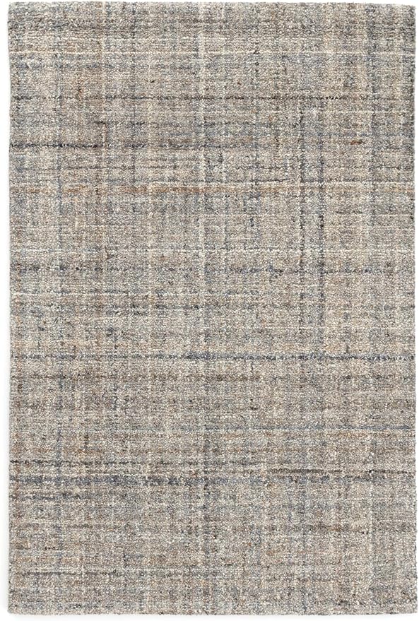 Dash and Albert Harris Wool Area Rug - 2' x 3' Blue & Brown Solid Hand Micro Hooked Accent Rug - Durable, High Traffic Areas Living Room, Hallway, Stairs
