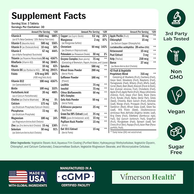 Vegan Multivitamin for Women & Men - Essential Multivitamins & Multiminerals 90 Tablets with Vitamin B12, A, D, C, Zinc, Magnesium & More for Total Body Wellness - 23 Key Nutrients & Vitamins