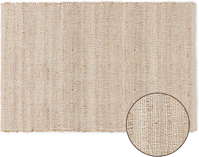 REDEARTH · Jute Cotton Area Rug - 2'x3' Rectangular Rug, Sustainable Handwoven, Non-Shedding, Soft & Durable – Reversible, Neutral Tones for Home Décor in Living Room, Dining Room, Bedroom, Set of 2