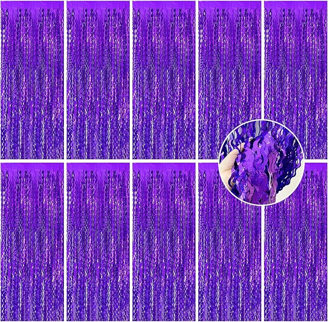 Tinsel Foil Fringe Curtains Wavy Backdrop for Parties Sparkle Metallic Wavy Foil Fringe Backdrop Curtain for Party Decorations Photo Booth Props for Birthday Graduation Wedding