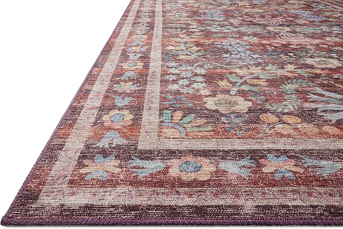 Loloi Rifle Paper Co. Maison Collection MAO-06 Red 5'-0" x 5'-0" Round, .19" Pile Height, Accent Rug