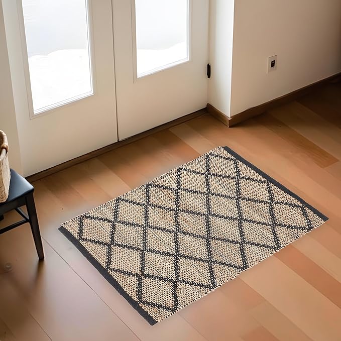 REDEARTH · Jute Cotton Area Rug - 2'x3' Rectangular Rug, Sustainable Handwoven, Non-Shedding, Soft & Durable – Reversible, Neutral Tones for Home Décor in Living Room, Dining Room, Bedroom